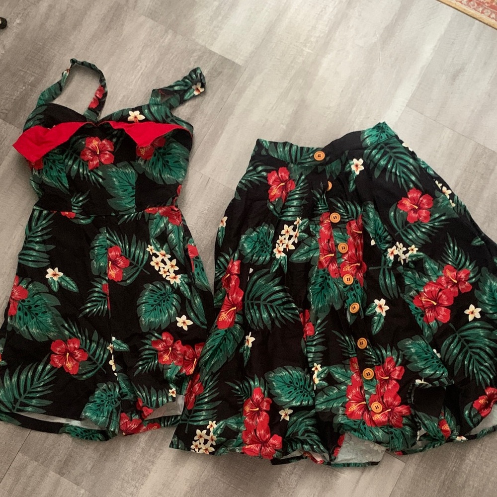 Rebel Love Pin Up Tiki romper and matching skirt